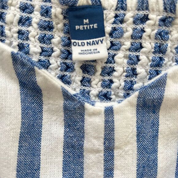 Old Navy Women's Petite Fit & Flare Midi Dress Blue Striped Size M - Picture 2 of 11